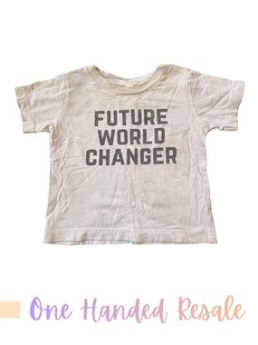 🌎 Bella Canvas White Kids Tee w/ Grey 'FUTURE WORLD CHANGER' Print 18-24M